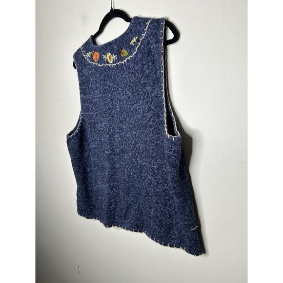 White Stags Women's Sweater Vest Halloween Scarecrow Pumpkin Embroidered Large - Picture 7 of 8